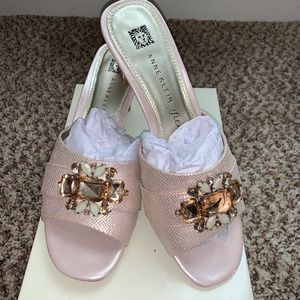 LIKE NEW Anne Klein Light Pink Jeweled Sandals
